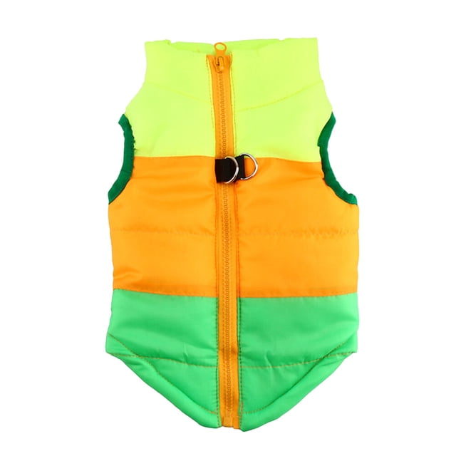 Chaleco de invierno para perros, impermeable, cálido, ropa para mascotas, suministros para mascotas, talla S, verde, amarillo y naranja