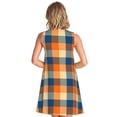 thumbnail image 2 of Bixox Robe Sans Manches à Carreaux Orange Chaude pour Femmes avec Poches, Robe Décontractée Longueur Genou pour l'Été-Grand, 2 of 7