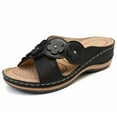 thumbnail image 4 of Orthopedic Sandals for Women Hollow out Open Toe Slip on Slides Casual Bohemian Flower Summer Arch Support Wedges Black Size 10.5, 4 of 4