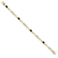 thumbnail image 3 of Gem Stone King 18K Yellow Gold Plated Silver Red Rhodolite Garnet and Lab Grown Diamond Bracelet for Women | 4.01 Cttw | Gemstone January Birthstone | Oval 6X4MM | Length 7.25 inches, 3 of 6