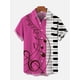 thumbnail image 2 of Nueva camisa de manga corta clásica con estampado 3D de notas musicales y elementos de arte hawaiano a la moda, camisas hawaianas de moda para hombres, estilo Harajuku, 2 of 4