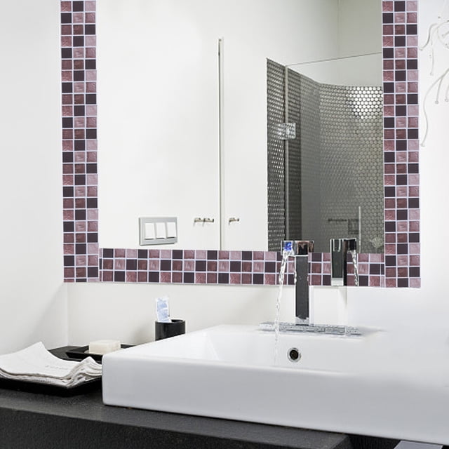 Adhesivo Para Azulejos, Adhesivos Para Baño, Adhesivo Autoadhesivo De Mosaico, 18 Piezas Para Baño Y Cocina Cergrey Tile Sticker