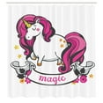 thumbnail image 2 of Ambesonne Cartoon Shower Curtain, Unicorn with Pink Hair, 69"Wx75"L, Pink White, 2 of 4