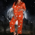 thumbnail image 2 of CQXIDFH Matching Halloween Pajamas Plus Size Halloween Pumpkin Print Short Sleeve Top with Long Pants Set Fall Sleepwear Casual Lounge Home Wear, 2 of 5