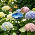 thumbnail image 6 of Ceramic Garden Small Bird Bath Bowl with Stake, Outdoor Pollinator Watering Station for Garden Yard, Butterfly and Bee Water Feeder, Decorative Yard Art Ornament Gift for Outdoor Space, Dark Blue, 6 of 6