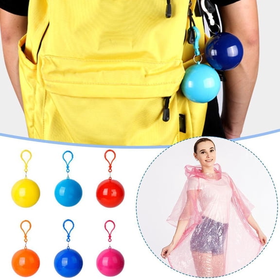 1 PC Portable Disposable Emergency Raincoats Waterproof Rain Poncho in A Ball forTraveling Camping Outdoor(random color)
