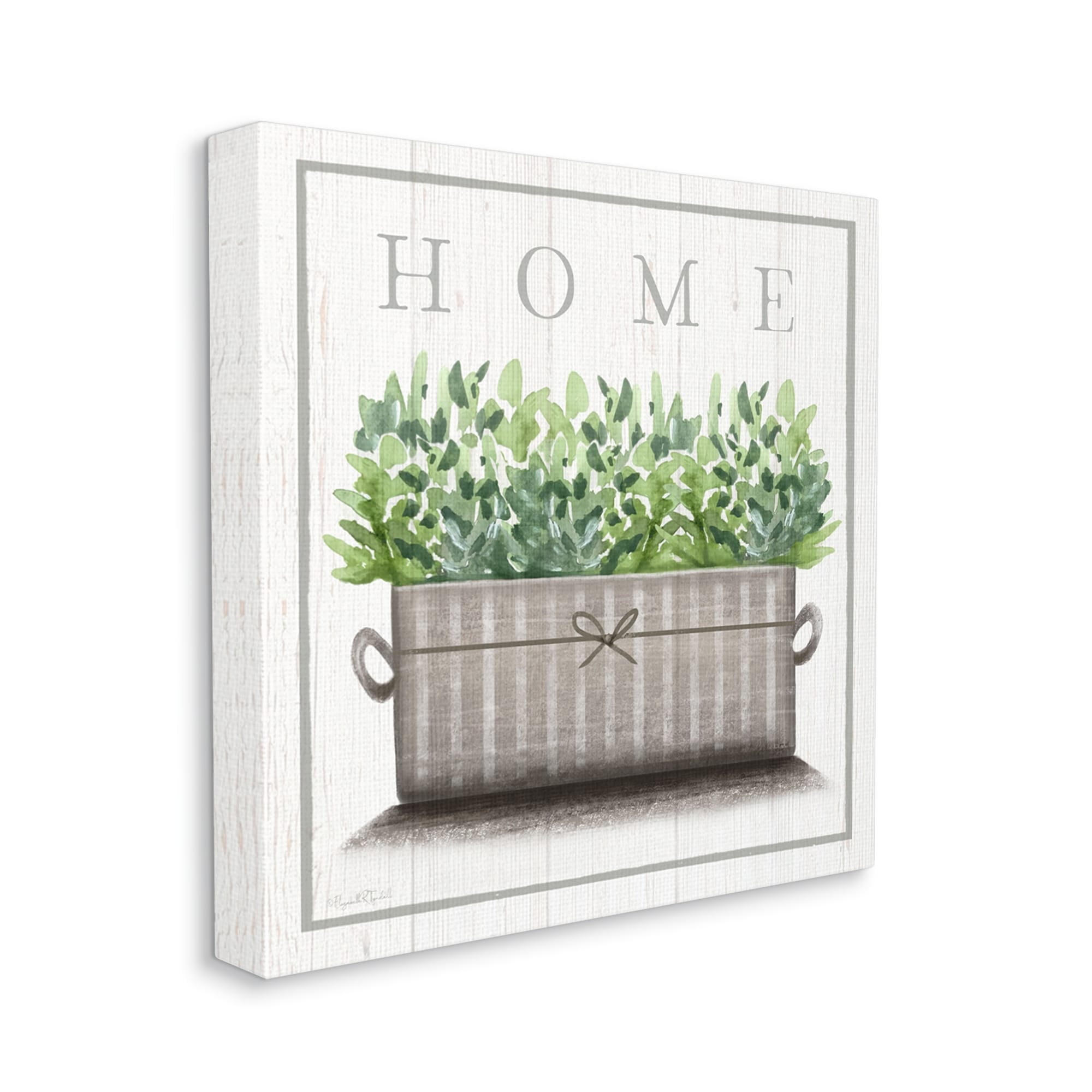 Stupell Industries Country Home Potted Plant Rustic Pattern Sign Canvas Wall Art, 17 x 17, Design by Elizabeth Tyndall