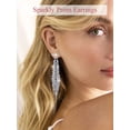 thumbnail image 5 of FOCALOOK Long Crystal Tassel Earrings for Women Bridal Dangling Silver Rhinestones Sparkly Earrings for Party Prom, 5 of 13