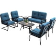 thumbnail image 2 of SOLAURA 7-Piece Patio Furniture Outdoor Metal Conversation Set (2 Spring Chairs, 2 Patio Chairs, Loveseat with Coffee Table and Side Table) - Peacock Blue, 2 of 7