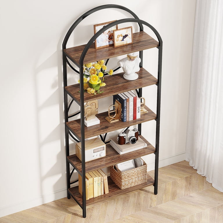 LITTLE TREE 74.8" Bookshelf, 5-Tier Bookcase, Chic Design