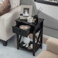thumbnail image 2 of Costway Nightstand Sofa Side End Table W/ Drawer & Shelf Bedroom Black, 2 of 9