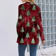 thumbnail image 4 of Women's Christmas Printed Lightweight Cardigan Long Sleeve Casual Loose Thin Fit With Pockets Jacket for Holiday Comfort and Everyday Wear,Deep Red,S, 4 of 4
