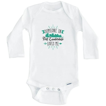 

Someone In Fort Lauderdale Loves Me Ft Lauderdale FL Skyline One Piece Baby Bodysuit (Long Sleeve) 0-3 Months White
