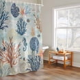 thumbnail image 6 of Marine Life Shower Curtains for Bathroom, Watercolor Seahorse Coral Starfish Gradient Blue Yellow Washable Fabric Shower Curtain with Hooks Waterproof Bathroom Decor Sets, 66 x 72 Inches, 6 of 9