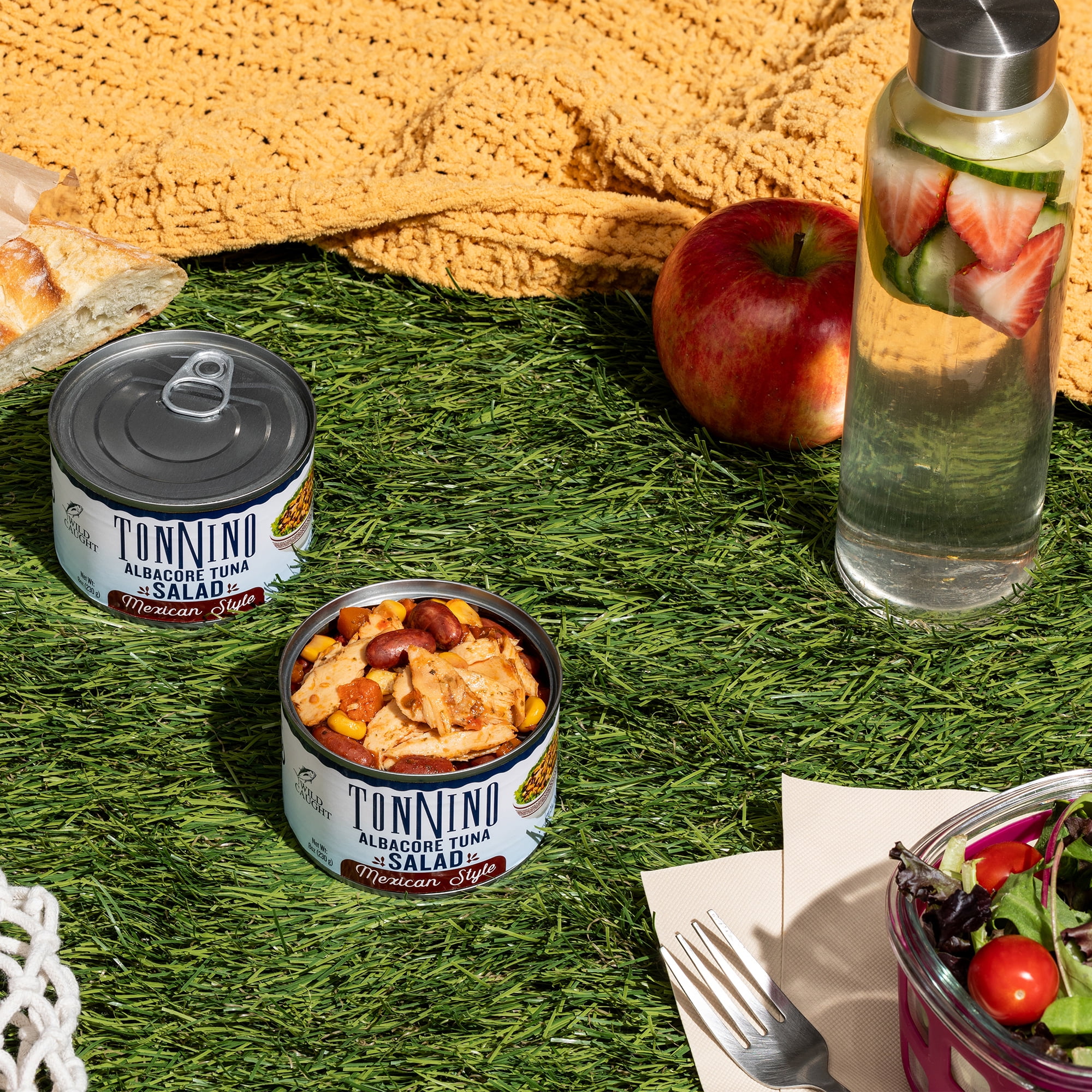 Tonnino Premium Albacore Tuna Salad Mexican Style with Beans, Peppers, and Sweet Corn, 8oz can, Gluten free