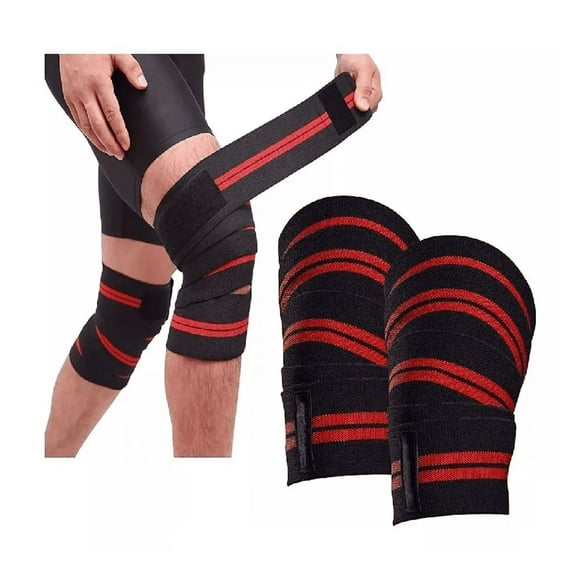Rodillera Elástica Vendas 1 Par Bandas Deportiva Rodilla Gym rojo/negro