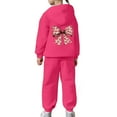 thumbnail image 5 of XAOFW Kids Outfits Girls Winter Plush Bow Graphic Long Sleeve Hoodie Joggers Comfy Two Piece Playwear Stylish Comfort Fashionable Casual Daily Wear Sets, 5 of 7