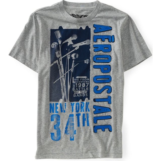 Aeropostale New York 34th Graphic playera para hombre, gris, pequeña