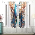 thumbnail image 2 of Peacock Feathers Curtains Black Out 63 Inch Length Curtains for Sliding Glass Doors Bedroom Living Room 2 Panels Set, 2 of 5