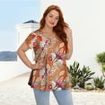 thumbnail image 5 of Womens Summer Blouses V Neck Loose Dressy Shirts Petal Short Sleeve Plus Size Tunic Tops, 5 of 8