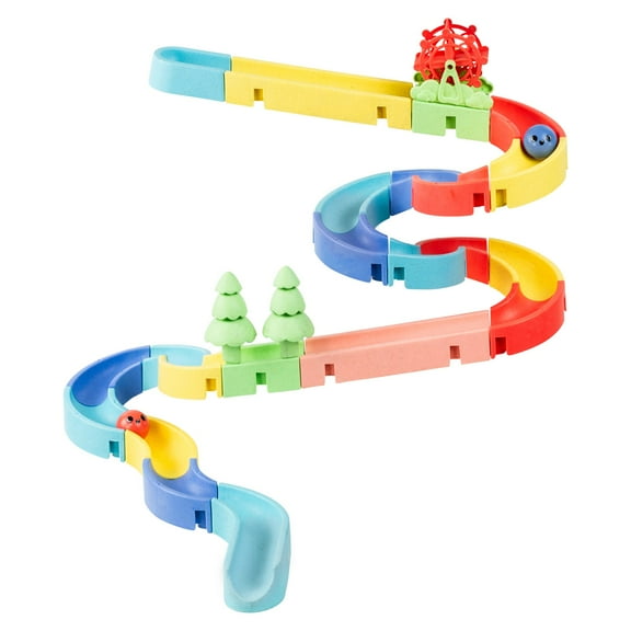 Tiger Tribe Waterslide Marble Run - Interactive ECO Bath Toy with 25 Configurable Pieces & Suction Cups, Fun for Kids, STEM Learning, 2 Balls Included