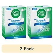 (2 pack) OPTI-FREE Puremoist All Day Comfort Contact Lens Cleaning Solution Trial Kit for Daily Use, 2 fl oz