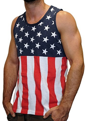 Licensed Mart Mens American Flag Stripes and Stars Tank Top Shirt
