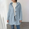 thumbnail image 2 of Hooded Button Down Cardigan Long Sleeve Casual Outerwear Solid Color Lightweight Knit Sweater Jacket For Everyday Comfort Cardigan Sweaters for Women, 2 of 2