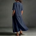 thumbnail image 4 of Women's V Neck Maxi Dress, Elegant Collared Boyfriend Tunic Dress, Solid Color Loose Kaftan Lounge Dress for Travel and Office, 4 of 6