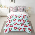 thumbnail image 2 of Manfei Cartoon Cherry 7-Piece Twin Bedding Sets,Kawaii Food Bedding Comforter Set,Cute Fruit Breathable Sheet Sets,Breathable Dreamy Room Decoration,Reversible, 2 of 6