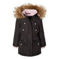 thumbnail image 7 of Girls Fleece Lined Heavy Winter Parka Jacket Coat Faux Fur Trim Zip-Off Hood - Black (4), 7 of 7