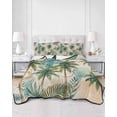 thumbnail image 2 of Quilts Queen Size Bedding Set, Tropical Plant Reversible Summer Quilt 3 Pieces, Summer Watercolor Boho Palm Tree on Linen Lightweight Bedspreads Coverlets with 2 Pillow Shams for All Seasons, 2 of 5