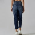 thumbnail image 4 of Womens High Waisted Washed Jean Elastic Waist Stretchy Straight Leg Pull on Pants Trendy Baggy Loose Denim Pants, 4 of 7