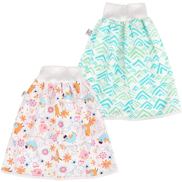 Waterproof Diaper Skirts for Bed Wetting 2 Packs Cotton Potty Training  Cloth Diaper Shorts for Baby Boy and Girl Night Time Use (pink, 4-8Y) 