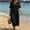 Black, variant on Long Womens Dresses Summer Summer Cotton Linen Blue Short Sleeve A Line Dress Drop Shoulder Tassel V Neck Loose Fit with Pockets Dresses