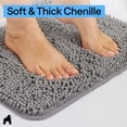 thumbnail image 5 of GORILLA GRIP Chenille Bath Rug 24x17, Rubber Back Quick Dry Washable Microfiber Bathroom Mats, Grey, 5 of 10