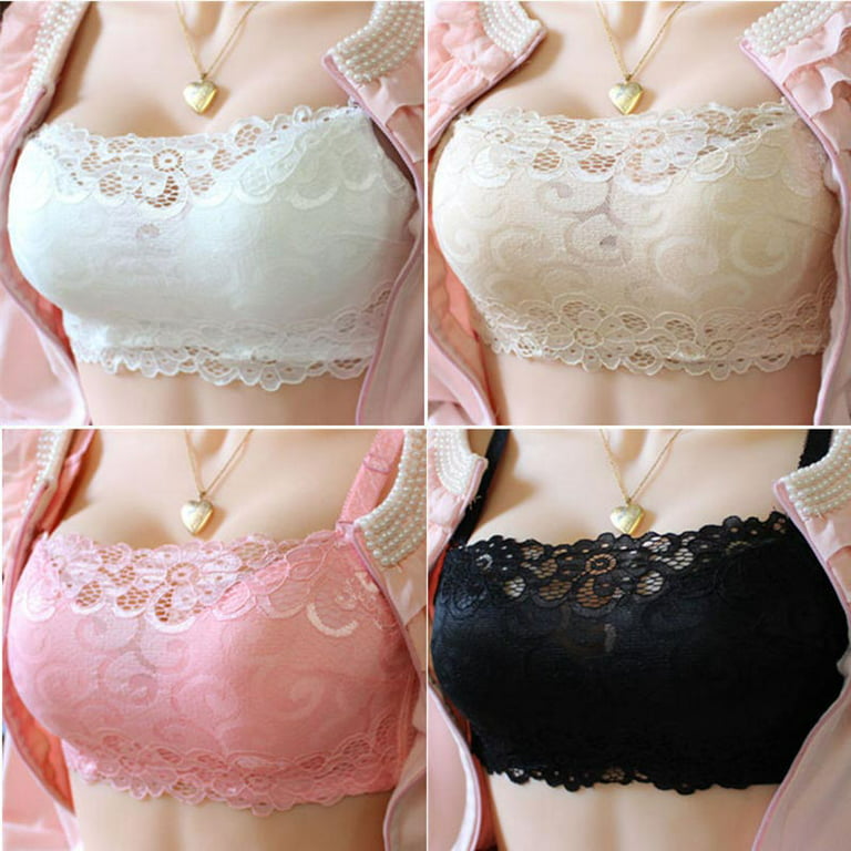 WomenbThin Section Gathered Bras Breathable Comfortable Lace Underwear Tube  Top Three Rows of Buckles 