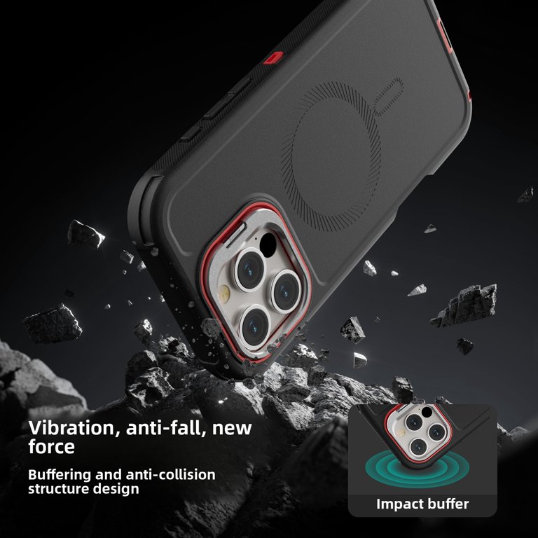 Case For iPhone 15 Pro Max 6.7 inch, Shockproof Rugged Protection With  Camera Stand and Wireless Charging MagSafe Phone Case for iPhone 15 Pro Max  , Black&Red - Walmart.com