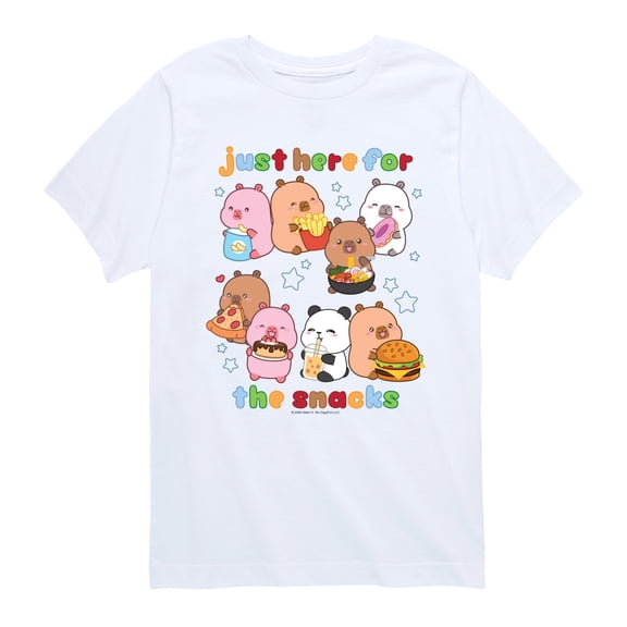 CapyFun - Capybara Just Here for the Snacks - Youth Boys Short Sleeve Graphic T-Shirt