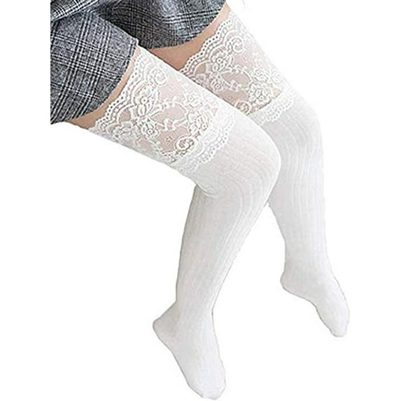 Listenwind Women Lace Knitting Cotton Over Knee Thigh Stockings High Pantyhose Sexy Lace Stockings