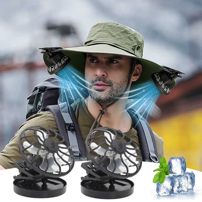 Hxlamzoo 2PC Solar Clip-On Hat Fan with Adjustable Brim Clip