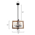 thumbnail image 6 of LNC 4-Light Black and Brown Wood Linear LED Farmhouse Chandelier, 6 of 15