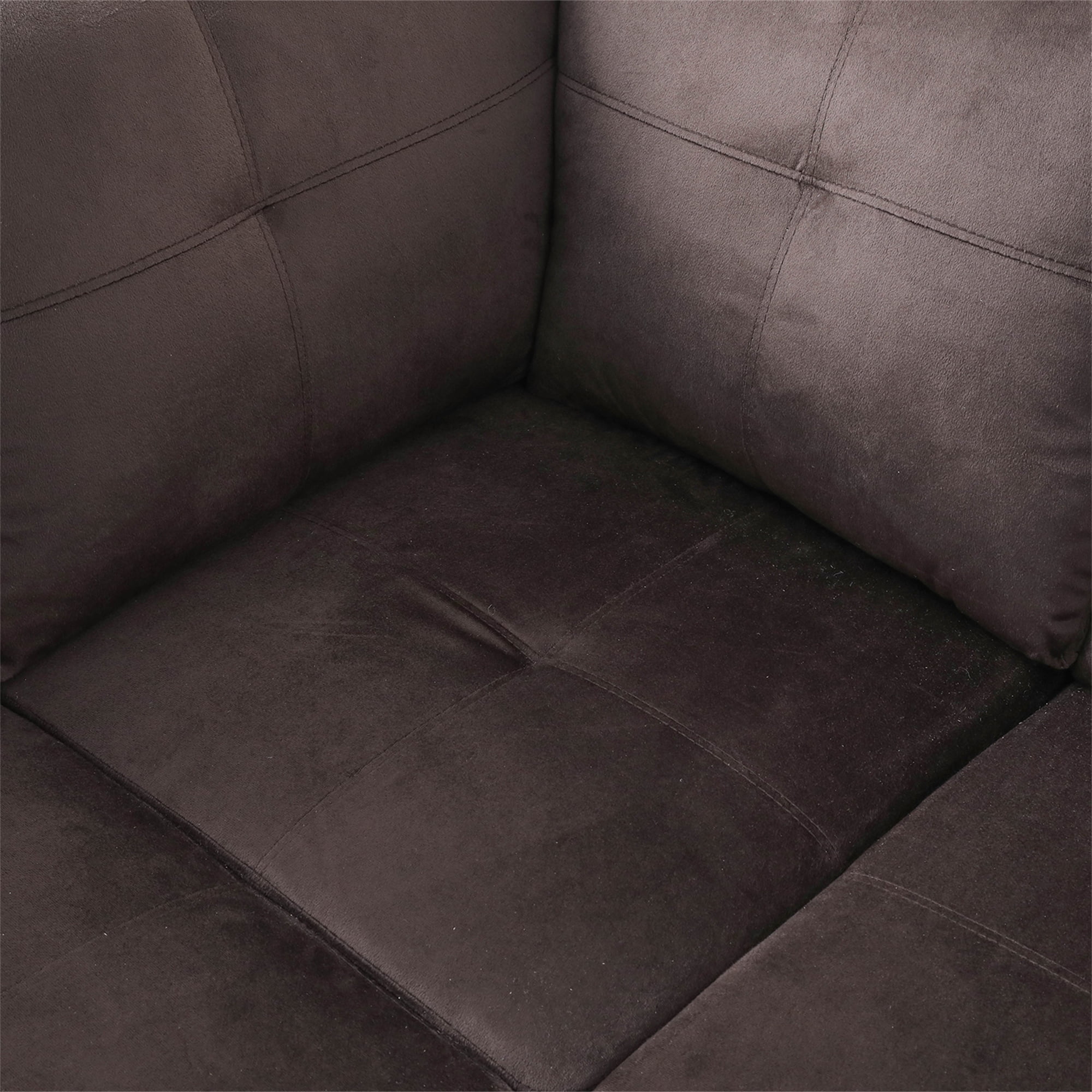 Aukfa Sectional Sofa, Living Room Couch with Storage Ottoman, Right Facing Chaise, Flannel, Espresso