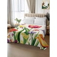 thumbnail image 2 of Spring Floral King Size Flat Sheet, Wrinkleproof & Fadeproof Cooling Flat Bed Sheet Only, Rustic Tulip Butterfly Botanical Summer Breathable Soft Bedding Top Sheets 105 x 98 Inches, 2 of 8