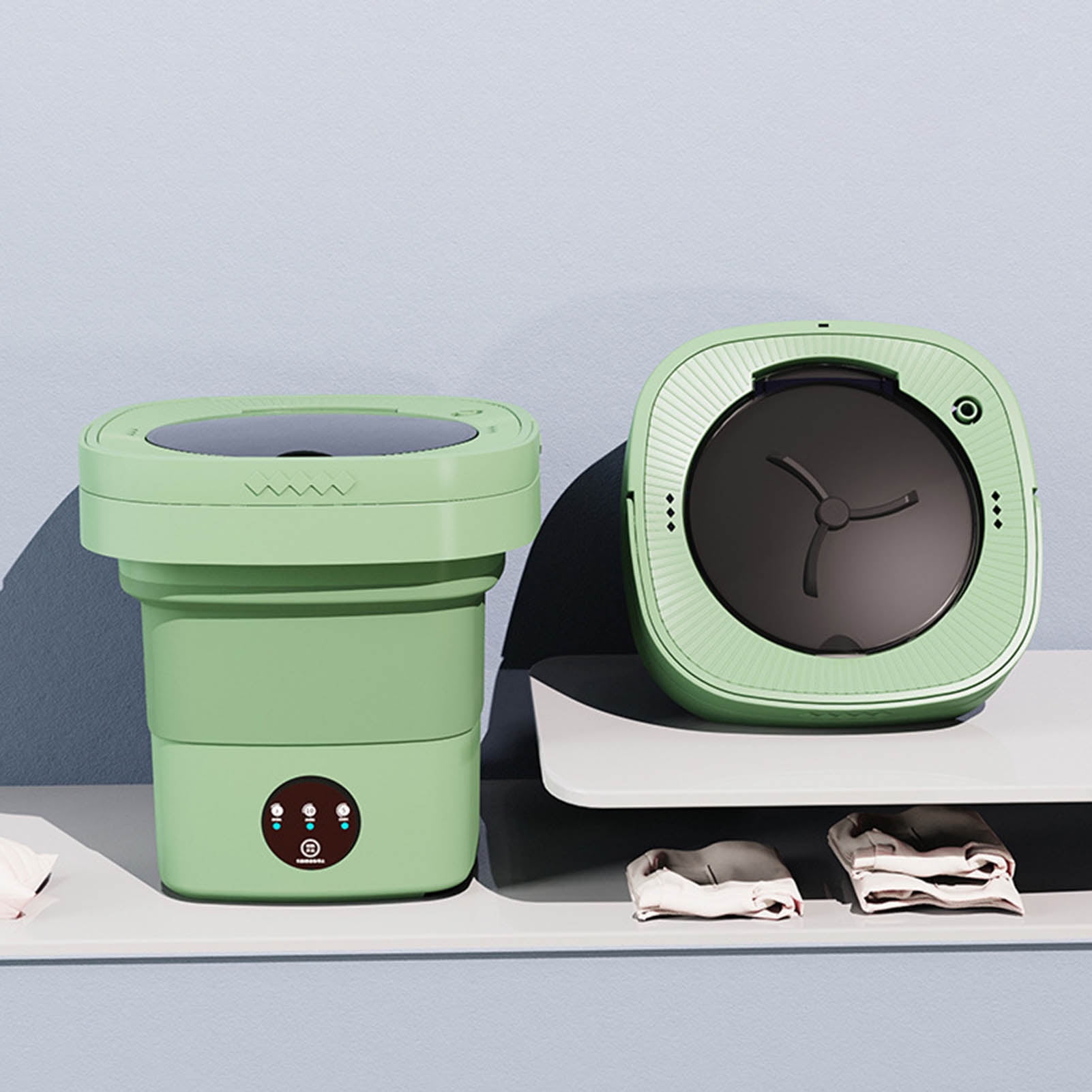 Portable Washing Machine, 6.5L Foldable Mini Washing Machine Bucket Washer with Water Tube Deep Cleaning Wash and Spin Dry Washer for Dorm, Camping, RV Travel Laundry