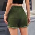 thumbnail image 2 of Fnooota Women's Denim Shorts, Stretch Drawstring Summer Elastic Waist Jean Shorts with Pockets Army Green Size S, 2 of 4