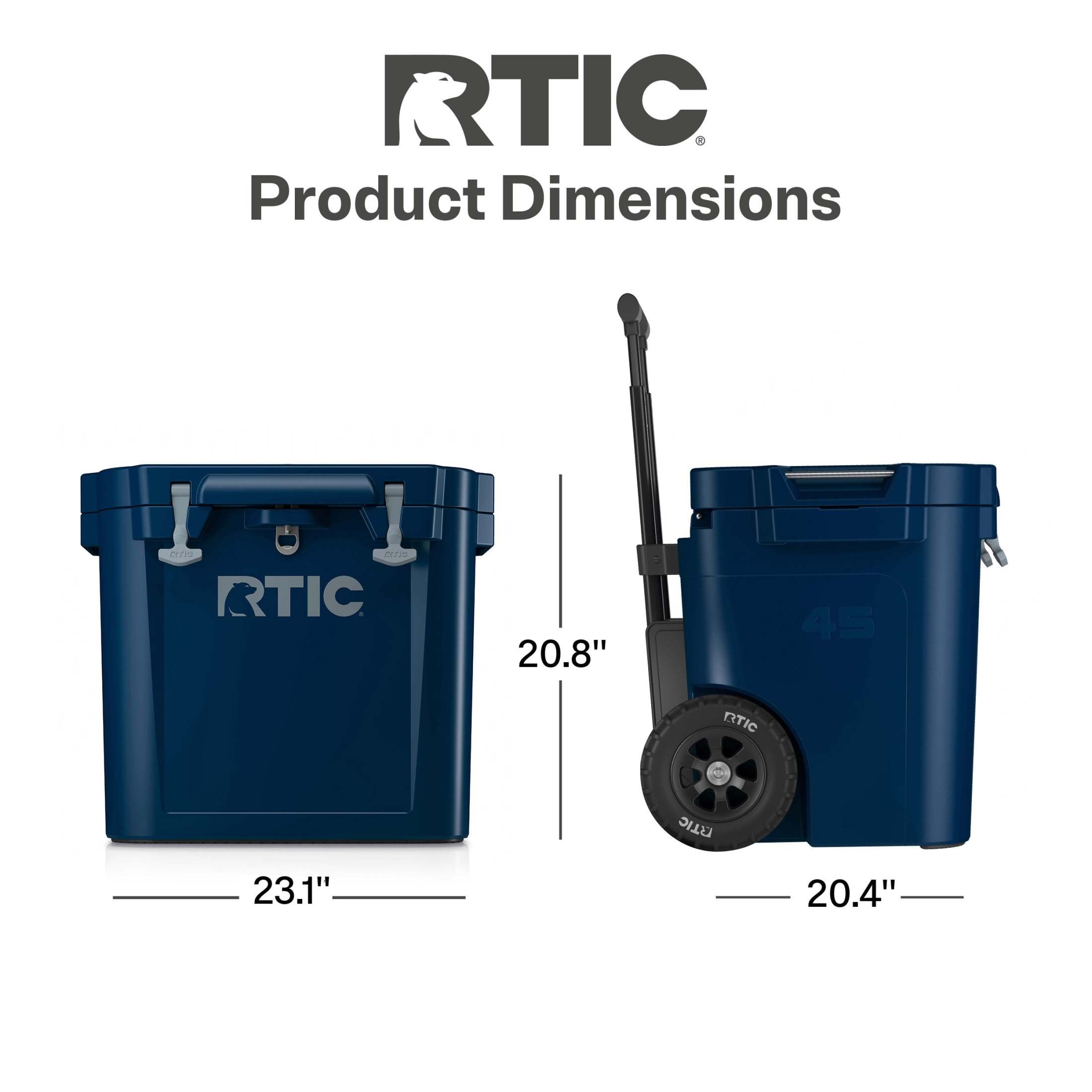 RTIC 45 QT Ultra-Tough Wheeled Hard-Sided Ice Chest Cooler, Fits 60 Cans, Navy