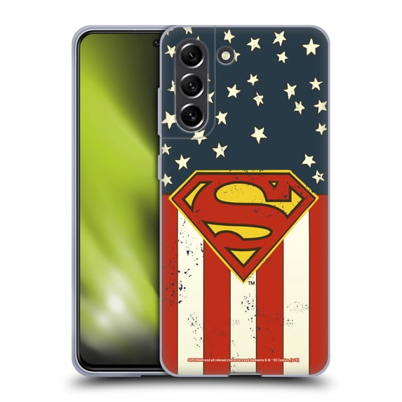 Head Case Designs Officially Licensed Superman DC Comics Logos U.S. Flag Soft Gel Case Compatible with Samsung Galaxy S21 FE 5G