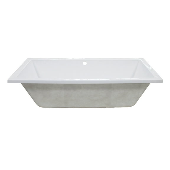 Aqua Eden VTPN593017C 59-Inch Acrylic Rectangular Drop-In Tub with Center Drain in Glossy White