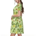 thumbnail image 2 of Logiee Cute Dinosaurs Cartoon Print Womens Summer Dress,Casual Short Sleeve Sundresses,Beach A-line Shift Dress with Pockets, 2 of 6